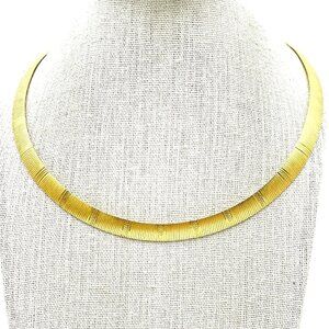 Vtg DIADEMA Bronze Italy Choker Necklace Gold Tone Textured Links Classic Career